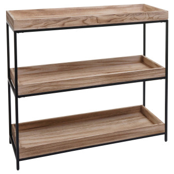 Étagère HWC-K71 - Étagère sur pied Étagère à plantes Étagère à livres - bois métal 3 étagères 90x100x35cm MVG-certifié - couleu