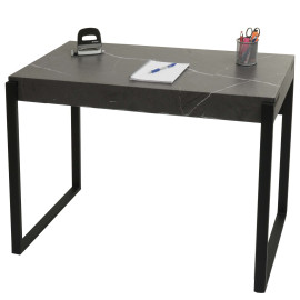 Bureau HWC-L53 - table d'ordinateur de bureau - métal 100x54cm - aspect marbre gris