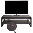 Rack TV HWC-L53 - Table TV Lowboard Table TV - métal 42x120x44cm - aspect marbre gris