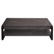 Rack TV HWC-L53 - Table TV Lowboard Table TV - métal 42x120x44cm - aspect marbre gris