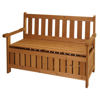 Banc de jardin HWC-L68 avec espace de rangement - Outdoor sapin bois MVG 114cm - brun