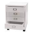 Caisson à roulettes HWC-L49 - armoire à tiroirs en acier armoire à dossiers - métal 55x40x41cm 4 tiroirs - blanc