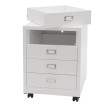 Caisson à roulettes HWC-L49 - armoire à tiroirs en acier armoire à dossiers - métal 55x40x41cm 4 tiroirs - blanc