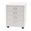 Caisson à roulettes HWC-L49 - armoire à tiroirs en acier armoire à dossiers - métal 55x40x41cm 4 tiroirs - blanc