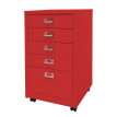 Caisson roulant HWC-L49 - armoire à tiroirs en acier armoire à dossiers - métal 75x40x41cm 5 tiroirs - rouge