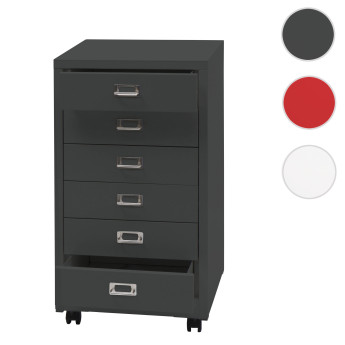 Caisson roulant HWC-L49 - armoire à tiroirs en acier armoire à dossiers - métal 75x40x41cm 6 tiroirs - rouge