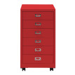 Caisson roulant HWC-L49 - armoire à tiroirs en acier armoire à dossiers - métal 75x40x41cm 6 tiroirs - rouge