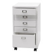 Caisson à roulettes HWC-L49 - armoire à tiroirs en acier Armoire à dossiers - métal 75x40x41cm 5 tiroirs - blanc