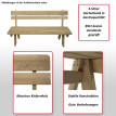 Banc de jardin HWC-L66 - banc en bois Banc de parc - qualité gastronomique - bois massif 148cm - blanc