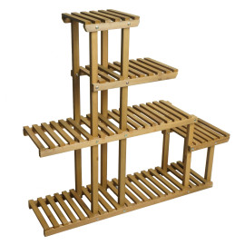 Étagère à plantes HWC-L71 - Étagère à fleurs - 5 étagères - 95x105x25cm Outdoor Sapin Bois MVG - brun
