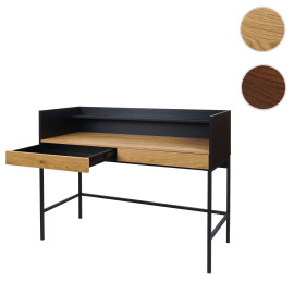 Bureau HWC-J79 - table d'ordinateur de bureau - tiroir 120x50cm bois métal - aspect noyer