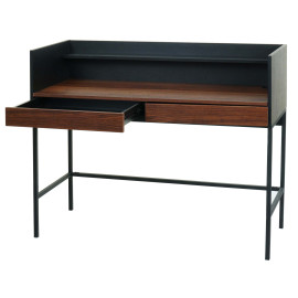 Bureau HWC-J79 - table d'ordinateur de bureau - tiroir 120x50cm bois métal - aspect noyer