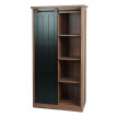 Armoire HWC-K75 - commode Highboard - porte coulissante 8 compartiments de rangement - aspect bois métal industriel 163x76x38cm