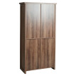 Armoire HWC-K75 - commode Highboard - porte coulissante 8 compartiments de rangement - aspect bois métal industriel 163x76x38cm