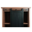 Armoire HWC-K75 - commode Highboard - porte coulissante 8 compartiments de rangement - aspect bois métal industriel 163x76x38cm