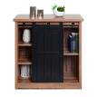 Commode HWC-K75 - armoire étagère - porte coulissante 5 compartiments de rangement - aspect bois métal industriel 84x80x40cm - b