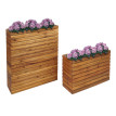 Lot de 2 bacs à plantes HWC-L21 - bac à plantes pot de fleurs surélevé - anguleux Outdoor Acacia bois certifié MVG - brun