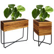 Lot de 2 bacs à fleurs HWC-L25 - bac à fleurs - rectangulaire carré Outdoor acier acacia bois certifié MVG - brun