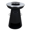 Bol de feu avec grill HWC-K96 - foyer panier de feu BBQ - grille plaque de grill - acier inox Ø 58cm noir