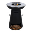 Bol de feu avec grill HWC-K96 - foyer panier de feu BBQ - grille plaque de grill - acier inox Ø 58cm noir