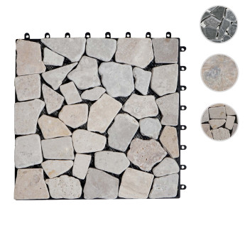 Carreau en pierre HWC-E18 - carreau de sol - balcon/terrasse en pierre naturelle - 11x 30x30cm 1m2 - Mosaïque galets naturels