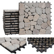 Carreau en pierre HWC-E18 - carreau de sol - balcon/terrasse en pierre naturelle - 11x 30x30cm 1m2 - Mosaïque galets naturels