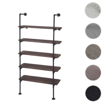 Étagère HWC-C45 - Étagère de salon Bibliothèque Étagère de rangement - Design industriel bois métal - 165x80x28cm - gris-brun