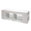 Rack TV HWC-L36 - Table de télévision Table basse Armoire TV Commode - bois 50x144x40cm Compartiment de rangement - blanc brilla