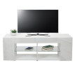 Rack TV HWC-L36 - Table de télévision Table basse Armoire TV Commode - bois 50x144x40cm Compartiment de rangement - blanc brilla