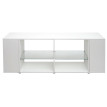 Rack TV HWC-L36 - Table de télévision Table basse Armoire TV Commode - bois 50x144x40cm Compartiment de rangement - blanc brilla