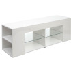 Rack TV HWC-L36 - Table de télévision Table basse Armoire TV Commode - bois 50x144x40cm Compartiment de rangement - blanc brilla