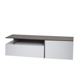 Rack TV HWC-L34 - Lowboard Table TV Sideboard Armoire TV Commode - bois 45x161x40cm Compartiment de rangement - aspect béton bla