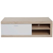 Rack TV HWC-L33 - Table TV Table basse Armoire TV Commode - bois 43x140x41cm Compartiment de rangement - aspect chêne - blanc