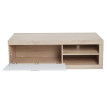 Rack TV HWC-L33 - Table TV Table basse Armoire TV Commode - bois 43x140x41cm Compartiment de rangement - aspect chêne - blanc