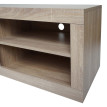 Rack TV HWC-L33 - Table TV Table basse Armoire TV Commode - bois 43x140x41cm Compartiment de rangement - aspect chêne - blanc