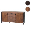 Sideboard HWC-A27 - commode armoire - structure 3D 2 compartiments de rangement 80x160x40cm MVG-certifié MDF métal - brun foncé