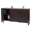 Sideboard HWC-A27 - commode armoire - structure 3D 2 compartiments de rangement 80x160x40cm MVG-certifié MDF métal - brun foncé