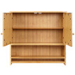 Armoire de toilette HWC-B18 - armoire de toilette suspendue - 3 étagères 2 portes miroir bambou 62x66x15cm