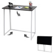 Bureau HWC-K67 pliable - table console pliante table d'ordinateur portable table de rangement - 80x45cm - métal MDF - blanc noir
