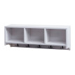 Étagère murale HWC-K49 - portemanteau mural Étagère - 3 compartiments de rangement 5 crochets 30x80x20cm bois - blanc - shabby