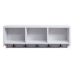 Étagère murale HWC-K49 - portemanteau mural Étagère - 3 compartiments de rangement 5 crochets 30x80x20cm bois - blanc - shabby