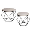 Ensemble de tables basses HWC-L37 - table basse table d'appoint table de salon - métal bois - aspect chêne gris
