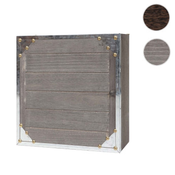 Boîte à clés Virginia - armoire à clés en bois - look shabby vintage 27x27x6cm - gris-brun