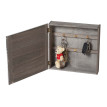 Boîte à clés Virginia - armoire à clés en bois - look shabby vintage 27x27x6cm - gris-brun