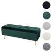 Banc avec espace de rangement HWC-K50 - banc rembourré Banc de garde-robe - velours métal 120x40cm - gris foncé