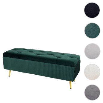 Banc avec espace de rangement HWC-K50 - banc rembourré Banc de garde-robe - velours métal 120x40cm - gris foncé