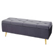 Banc avec espace de rangement HWC-K50 - banc rembourré Banc de garde-robe - velours métal 120x40cm - gris foncé