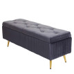 Banc avec espace de rangement HWC-K50 - banc rembourré Banc de garde-robe - velours métal 120x40cm - gris foncé
