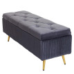 Banc avec espace de rangement HWC-K50 - banc rembourré Banc de garde-robe - velours métal 120x40cm - gris foncé
