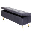 Banc avec espace de rangement HWC-K50 - banc rembourré Banc de garde-robe - velours métal 120x40cm - gris foncé